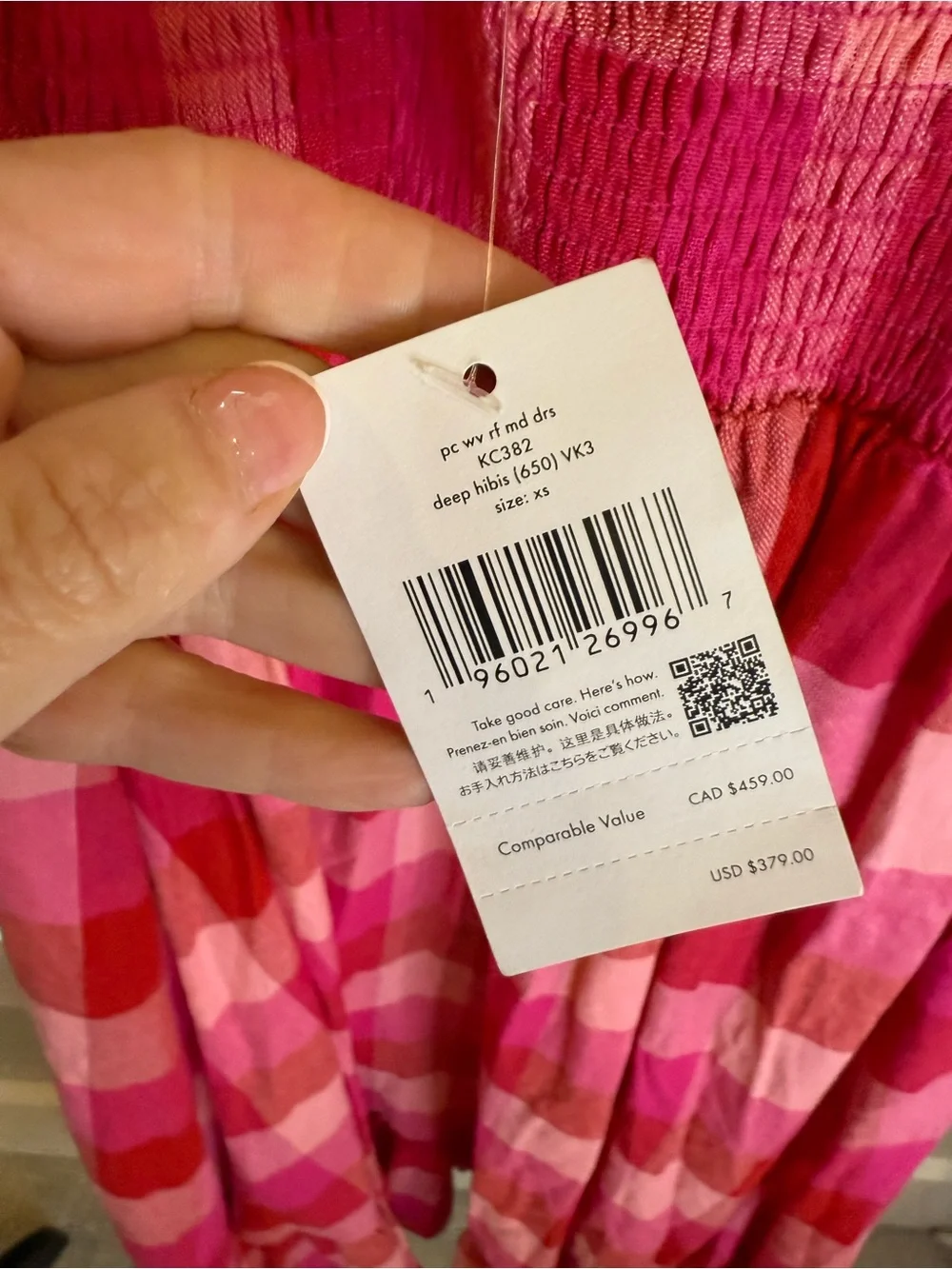 kate spade Pink Gingham Ruffle Midi Dress